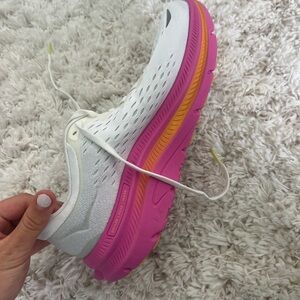 Hoka White and Pink Athletic Shoes